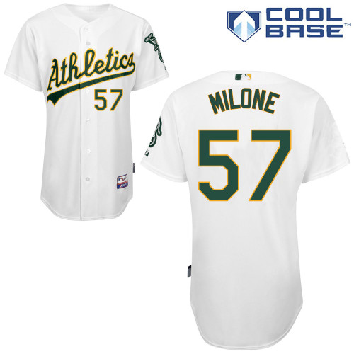 Tommy Milone #57 MLB Jersey-Oakland Athletics Men's Authentic Home White Cool Base Baseball Jersey